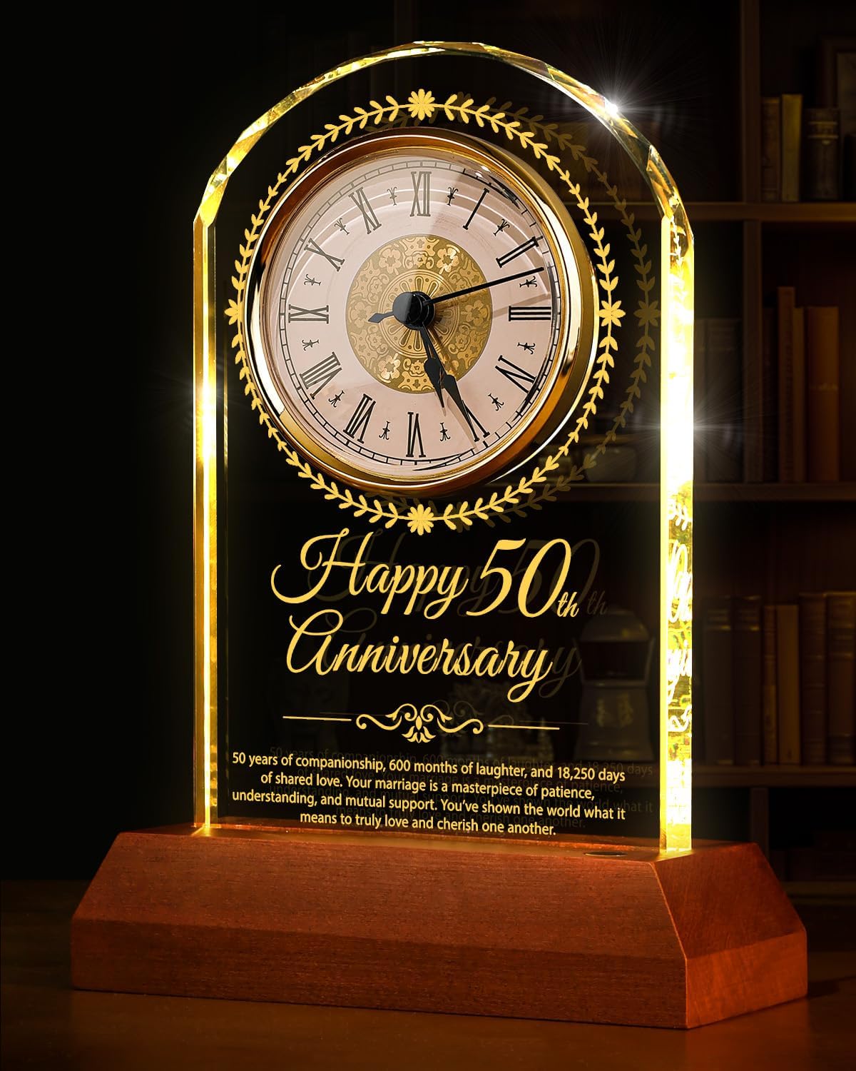 50th Wedding Anniversary Crystal Quartz Clock