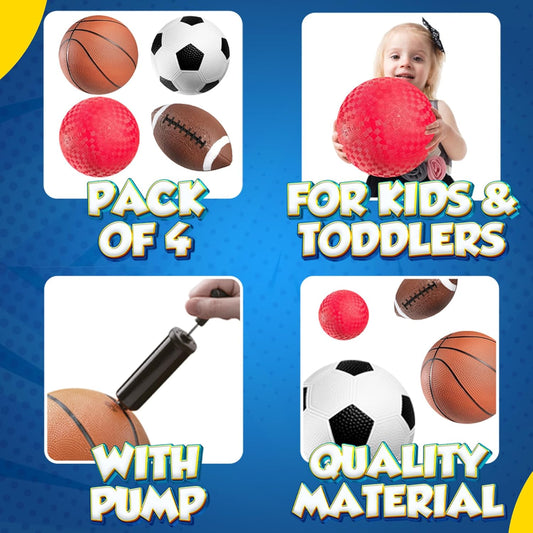Sports Balls for Kids & Toddlers - (Pack of 4)